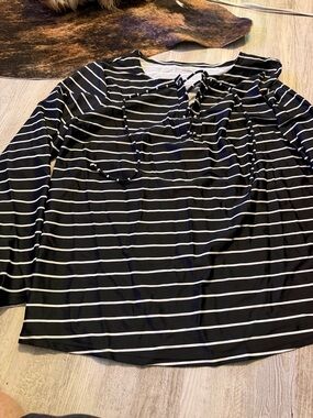 Old Navy Black & White Striped Lace-Up Swim Coverup Top